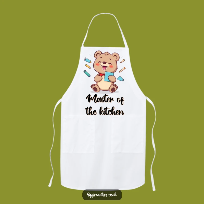 Funny Bear Cub Kitchen Apron: Juggling Fun for Messy Chefs