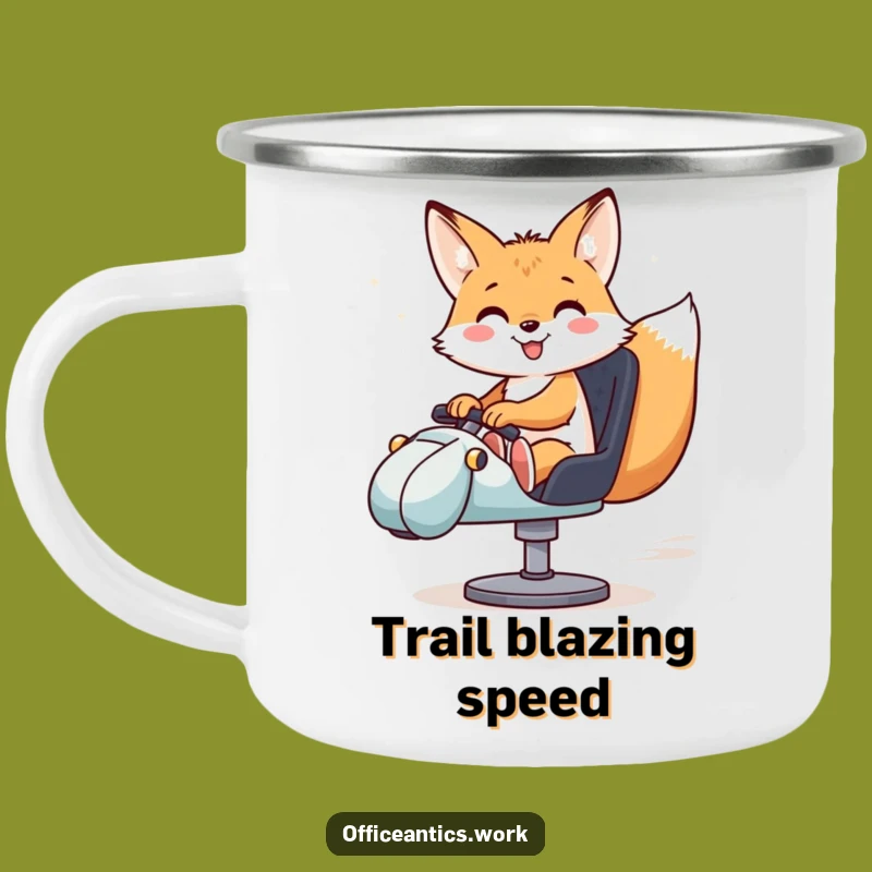 Durable Funny Fox Swivel Chair Camping Mug: Adventure at Full Throttle