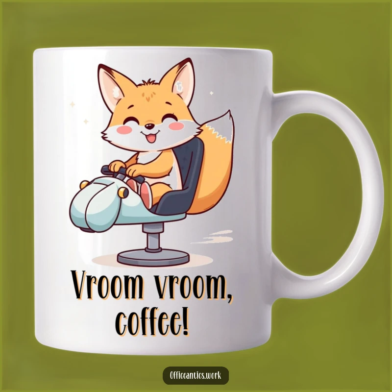 Funny Fox Swivel Chair Mug: Speedy Office Humor Gift for Racers