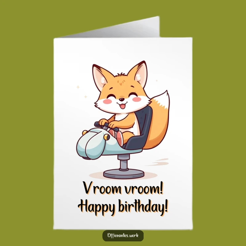 Free Printable Birthday Card: Fox Race Car Rider, Hilarious DIY Downloadable Gift