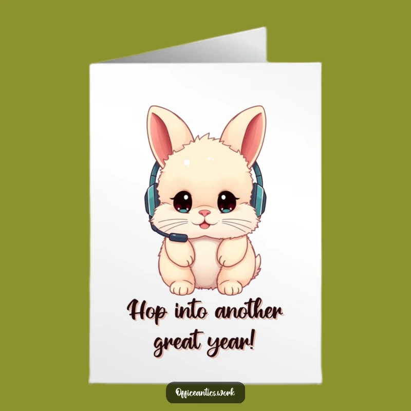 Free Printable Birthday Card: Backwards Headset Rabbit, Hilarious DIY Downloadable Gift