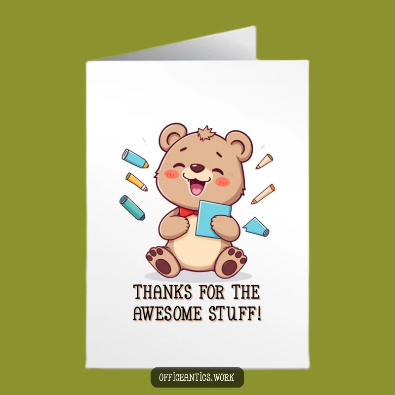 Free Printable Thank You Card: Juggling Bear Cub, Whimsical DIY Downloadable Gift