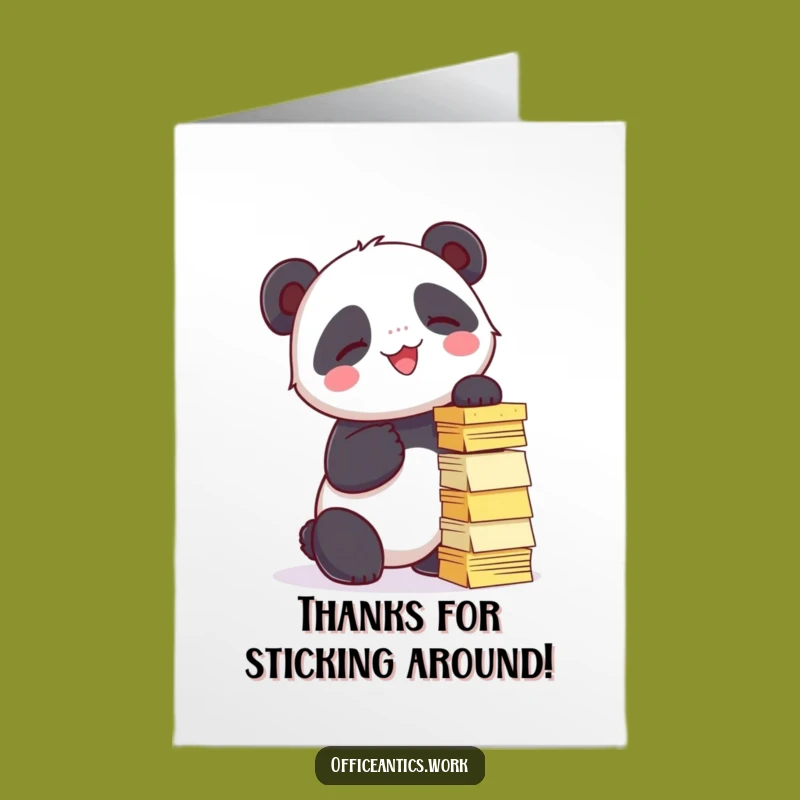 Free Printable Thank You Card: Panda Sticky Note Tower, Whimsical DIY Downloadable Gift