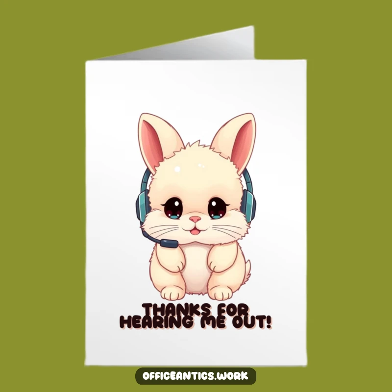 Free Printable Thank You Card: Backwards Headset Rabbit, Whimsical DIY Downloadable Gift
