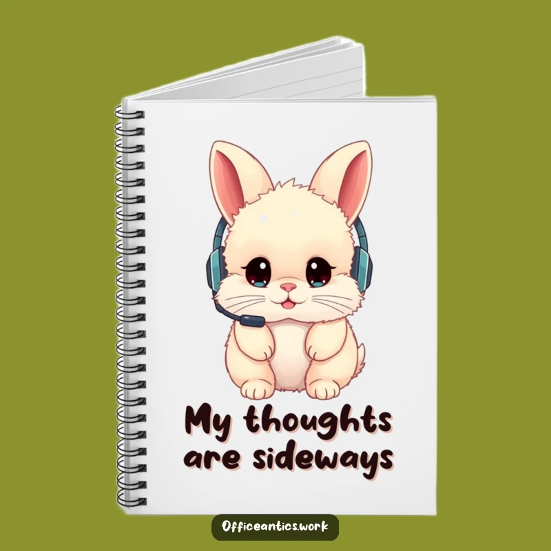 Funny Rabbit Headset Notebook: Jot Down Ideas with Backward Charm